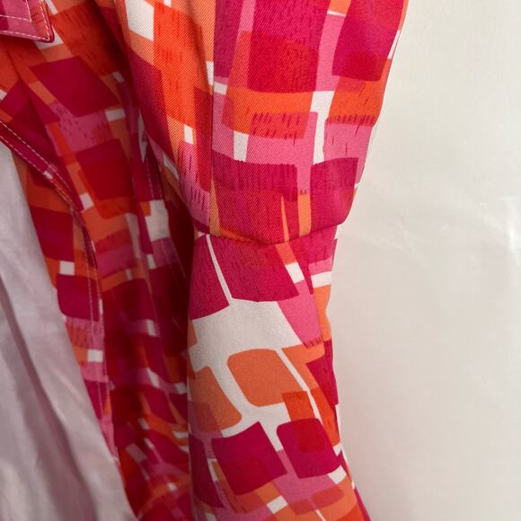 KIM ROGERS Pink & Orange Abstract Print Open-Front 3/4 Sleeve Jacket 22W Light - Picture 5 of 8